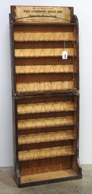 Portable country store seed packet display stand, 23"x7.5"x59"H standing