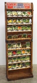 Hawkins Genuine Garden Seeds portable country store seed packet display stand, 20"x7"x56"H standing,