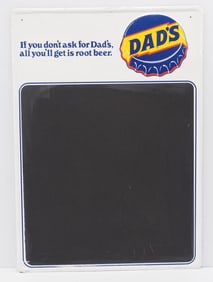 20"x28" SST embossed chalkboard Dad's Root Beer sign, marked Press Sign Co. PM-6B