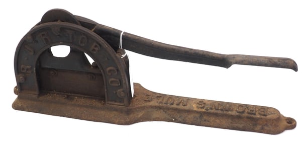 Cast iron Brown's Mule tobacco cutter by R.J.R. Tobacco Co., 18"L