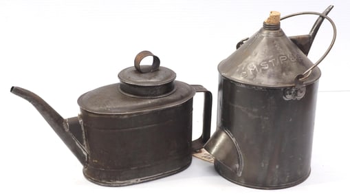 (2) Tin oilers, one marked CMSTP&P RR