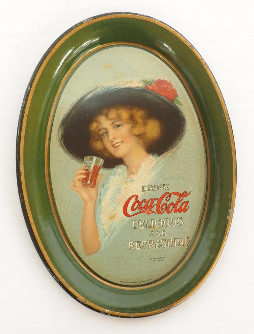 Coca Cola metal tip tray: Coca Cola metal tip tray, copyright 1912, 4.5"x6"
