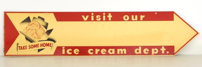 Visit Our Ice Cream Dept. arrow sign