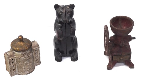(3) Small cast iron banks