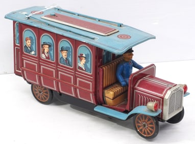 Tin litho Trolley car with driver