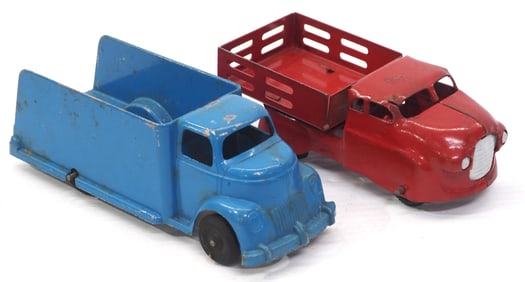 (2) Small metal toy trucks