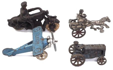 (4) Small cast iron toys