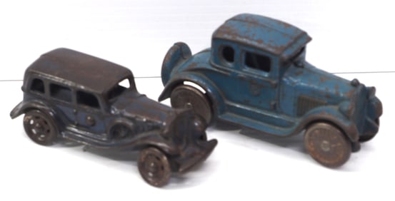(2) Cast iron coupe cars