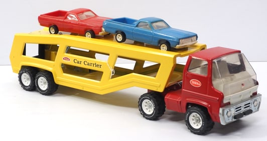 1960's Tonka car carrier with 2 El Camino cars