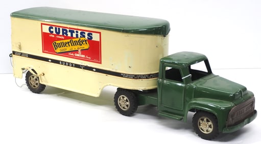 1950's green Buddy L Curtis delivery truck