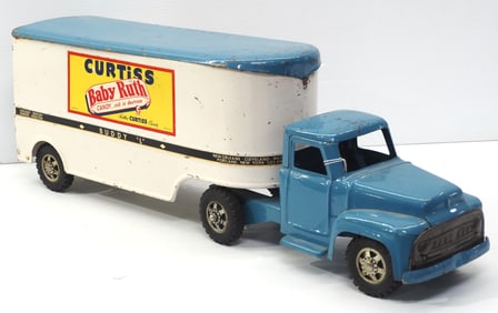 1950's blue Buddy L Curtis delivery truck
