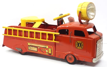 Marx #1 Fire Dept sit & ride spotlight truck