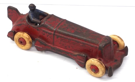 1930's cast iron race car with driver