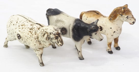 (3) Small cast iron banks