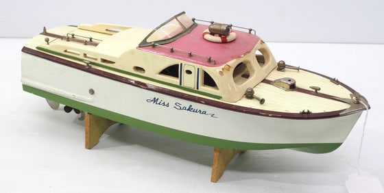 Wooden model speedboat marked Miss Sakura