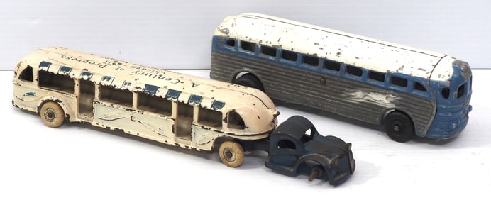 (2) Greyhound buses