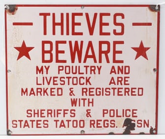 Thieves Beware sign