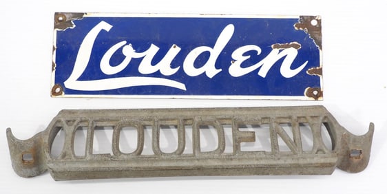 Louden cut-out metal step & Louden sign