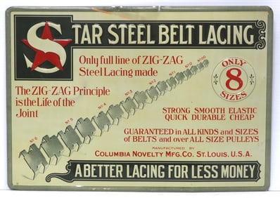 Star Steel Belt Lacing sign