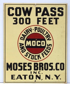 MOCO Dairy, Poultry & Stock Feeds "Cow Pass" sign