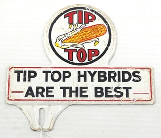 Tip Top Hybrids tin license plate topper