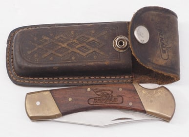DeKalb pocket knife with leather case