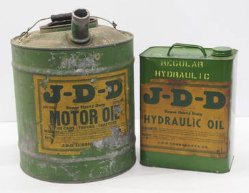 (2) John Deere motor oil tins