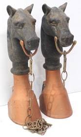 Pair of post-mount horse-head horse ties