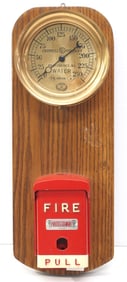 Brass steam gauge and fire alarm