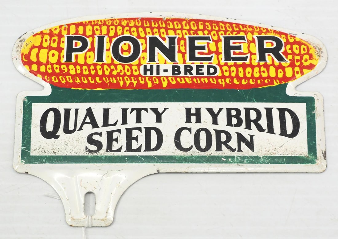 Pioneer Hi-Bred Seed Corn tin license plate topper (1 of 2)
