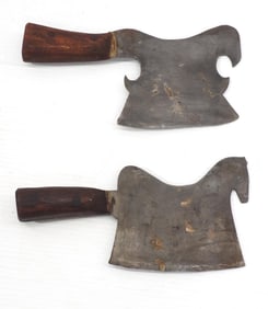 (2) Meat cleavers with wood handles