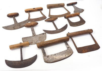 (10) Early wood-handle food choppers