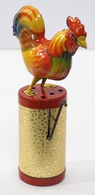 Tin wind-up crowing rooster toy