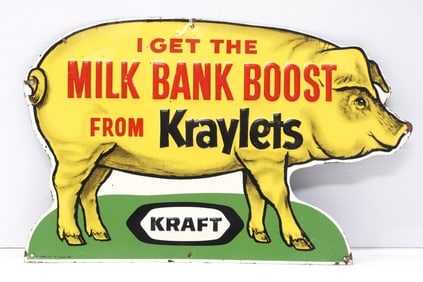 Milk Bank Boost from Kraylets pig-shaped sign
