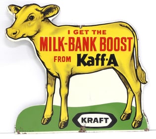 Milk Bank Boost from Kaff-A calf-shaped sign