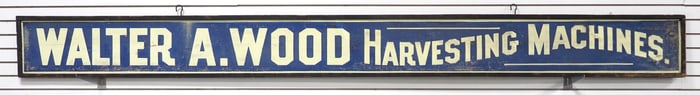 Walter A. Wood Harvesting Machines sign