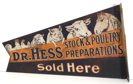 Dr Hess Sold Here pennant-shaped sign