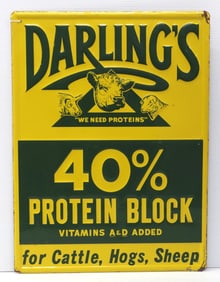Darling's 40% Protein Block sign