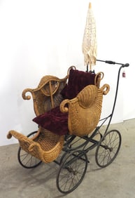 Heywood Wakefield wicker doll buggy