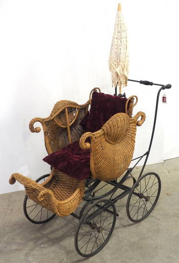 Antique Heywood Wakefield Wicker Baby Stroller