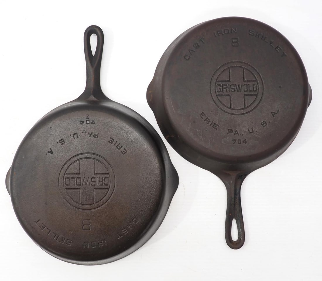 (2) Griswold #8 skillets with large block logo (1 of 2)