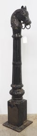Horse-head cast iron horse tie with 2 rings