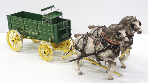 John Deere box wagon with team of horses