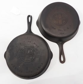 (2) Griswold #8 skillets with large block logo