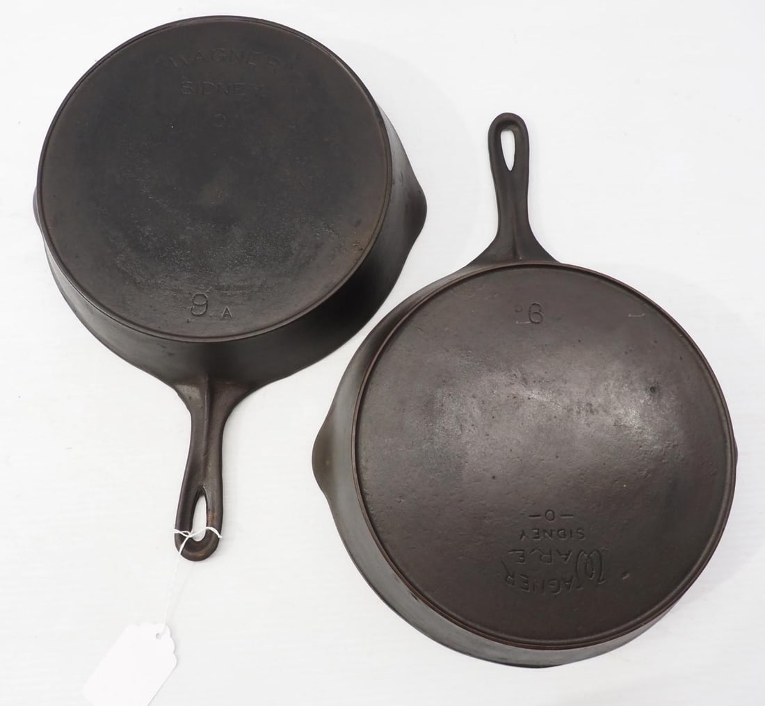 (2) Wagner #9 skillets with heat rings (1 of 2)