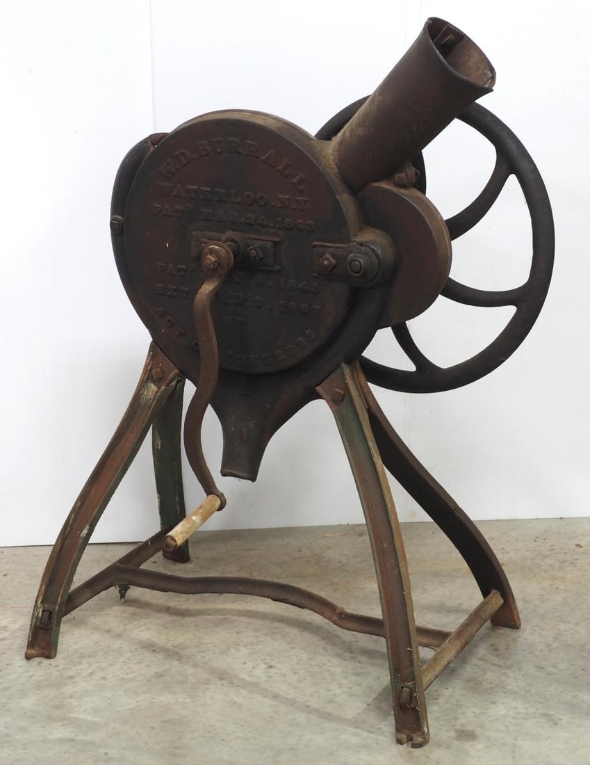W.D. Burrall floor model, hand-crank corn sheller (1 of 2)