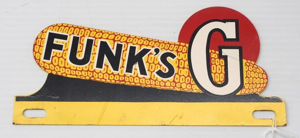 Funk's G metal license plate topper