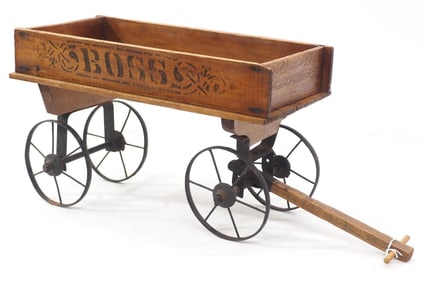 Miniature wooden child's toy wagon