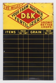 D&K Fertilizers chalkboard price board