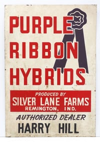 Purple Ribbon Hybrids seed corn sign